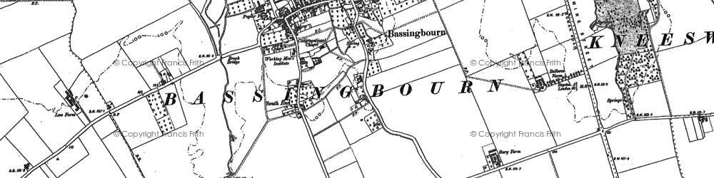 Old map of Bassingbourn in 1885