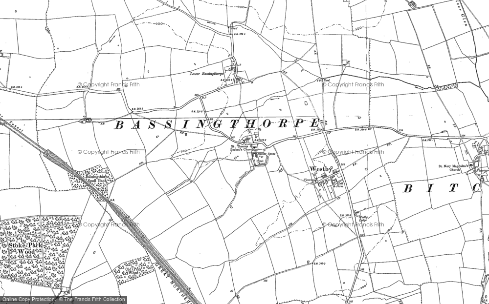 Old Map of Bassingthorpe, 1887 in 1887