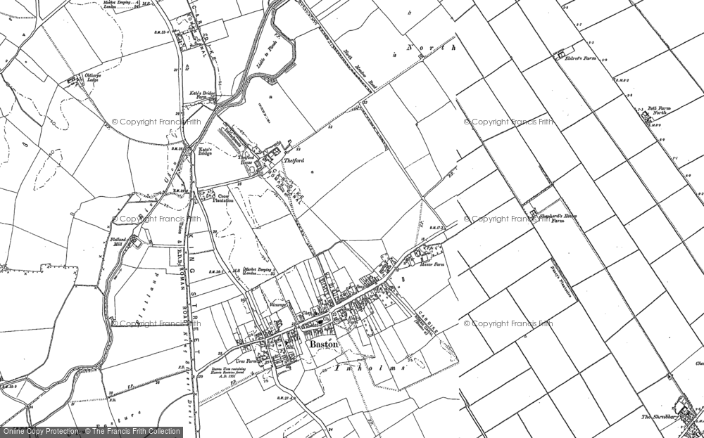 Old Map of Baston, 1886 - 1887 in 1886