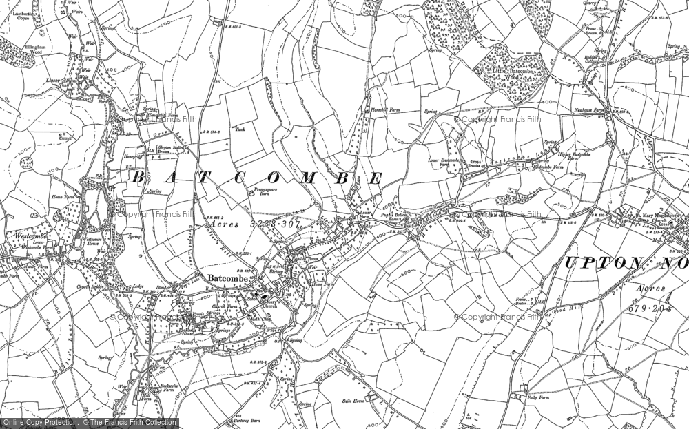 Old Map of Batcombe, 1884 in 1884