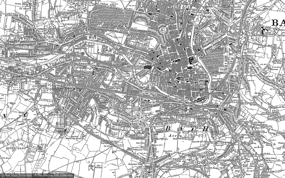 Old Map of Bath, 1883 - 1902 in 1883