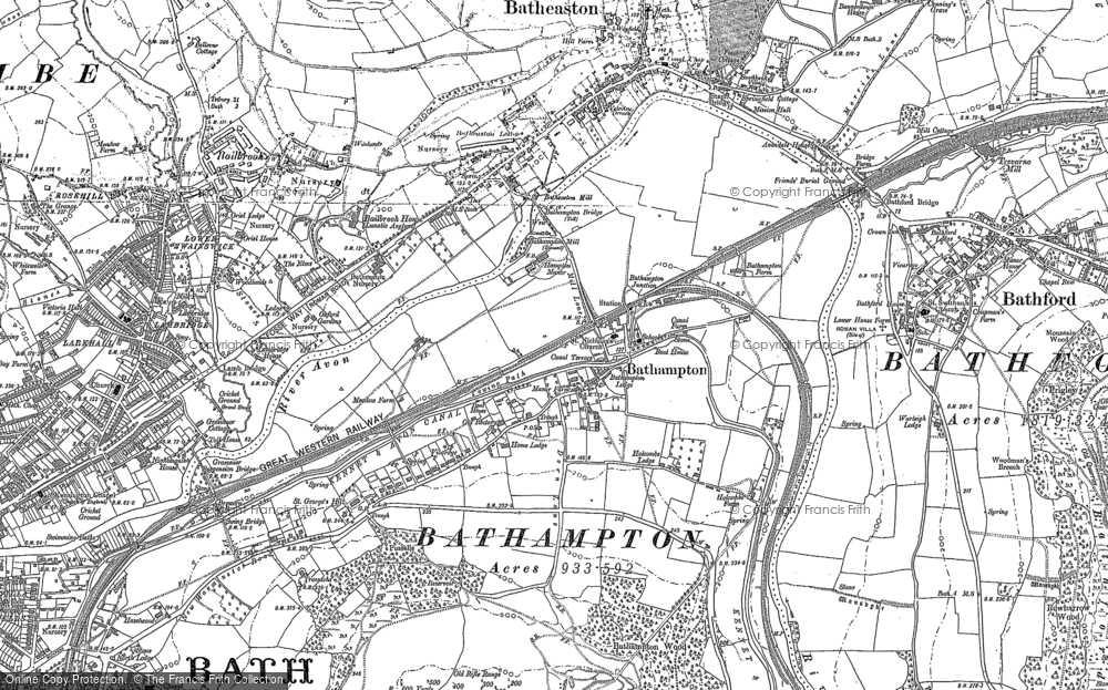 Old Map of Historic Map covering Bathampton Down in 1902