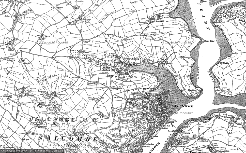Old Map of Historic Map covering Lincombe in 1905