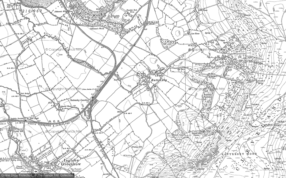 Old Map of Historic Map covering Battersby Junction in 1892