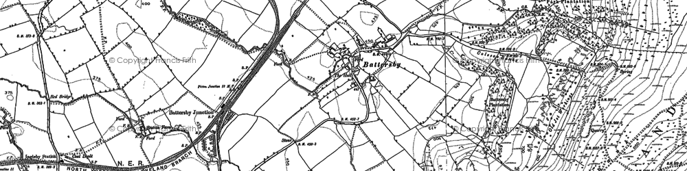 Old map of Battersby Moor in 1892