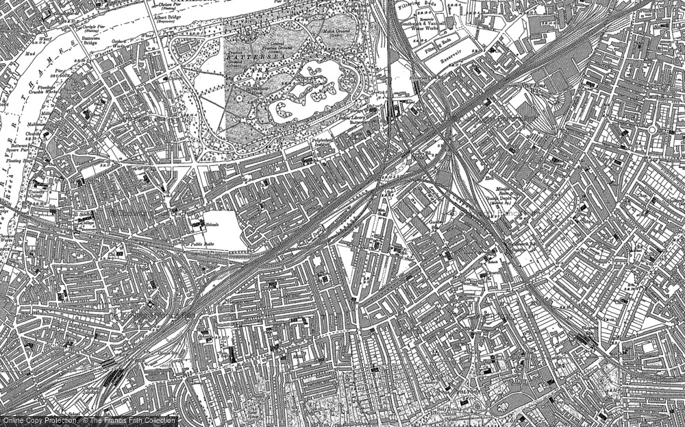 Old Map of Historic Map covering Nine Elms in 1894