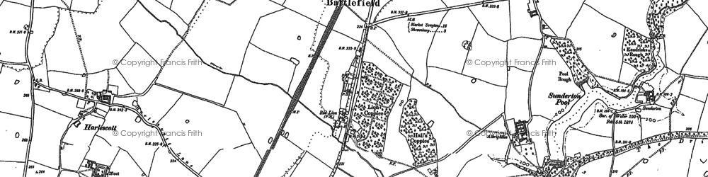Old map of Harlescott in 1881