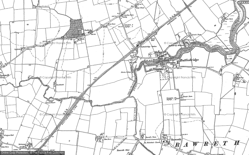 Old Map of Battlesbridge, 1895 in 1895