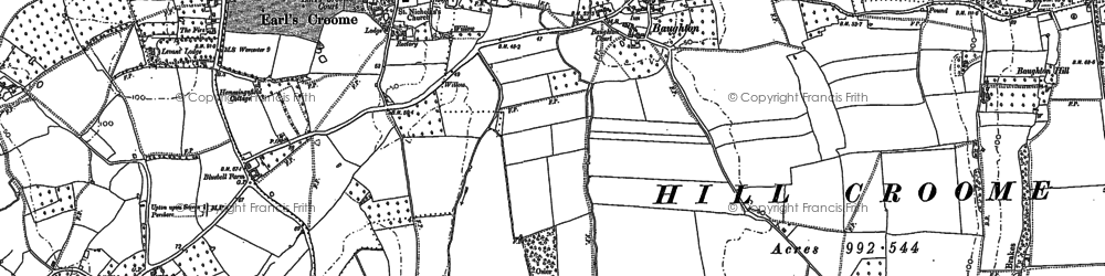 Old map of Kinnersley in 1883