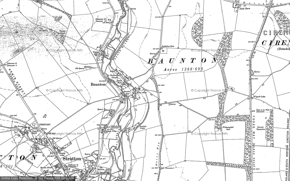 Old Map of Baunton, 1875 - 1882 in 1875