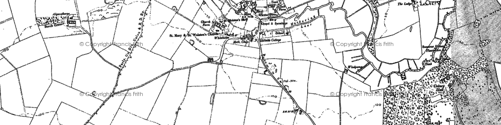Old map of Bawburgh in 1882