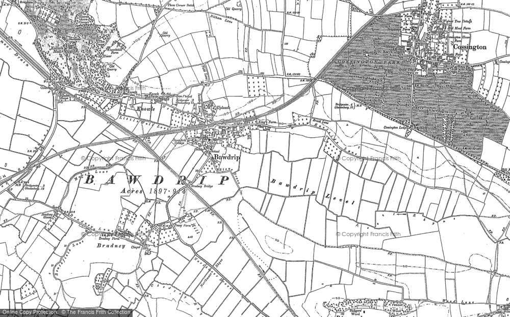 Old Map of Bawdrip, 1885 - 1886 in 1885