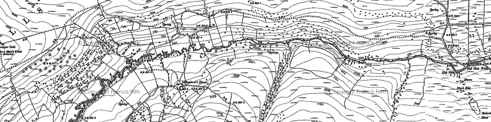 Old map of Baysdale Beck in 1893