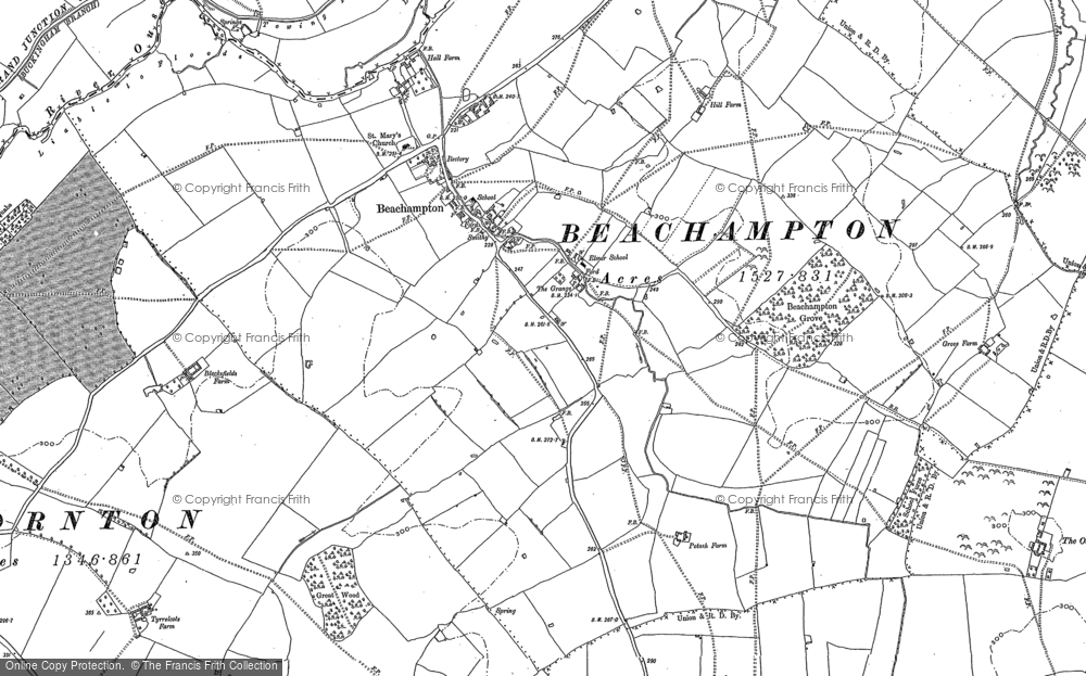 Old Map of Historic Map covering Beachampton Grove in 1898