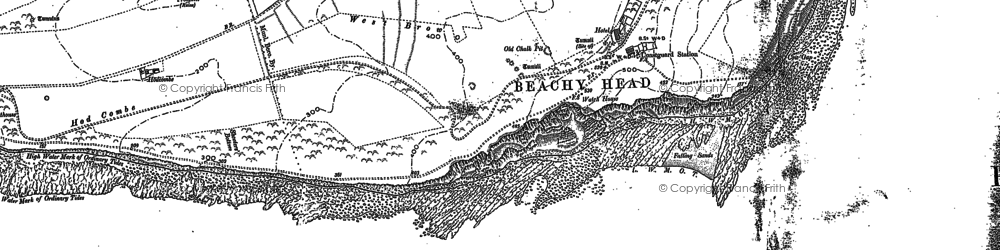 Old map of Beachy Head in 1908