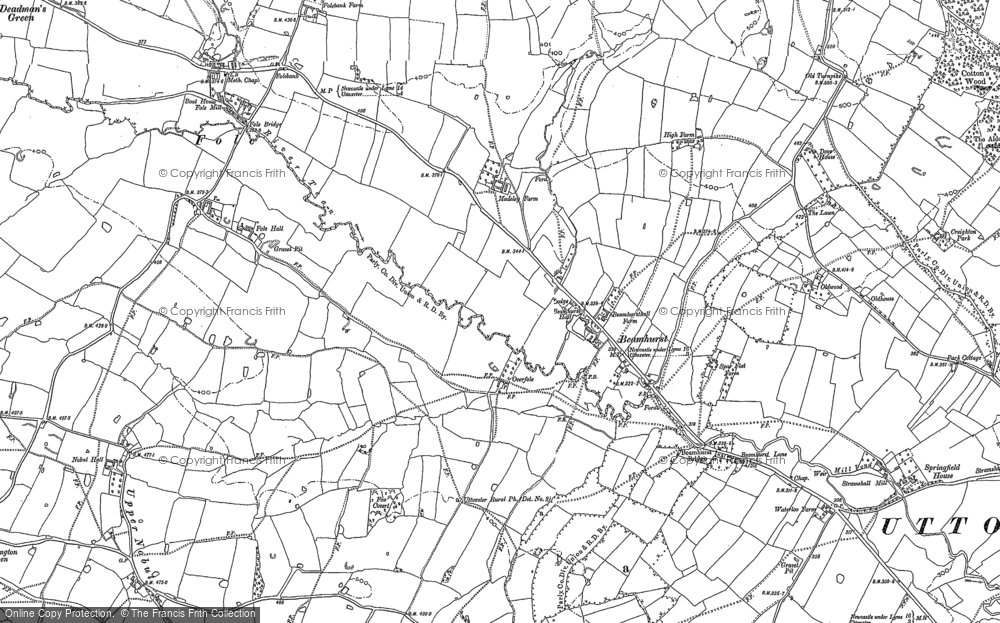 Old Map of Historic Map covering Beamhurst Lane in 1880