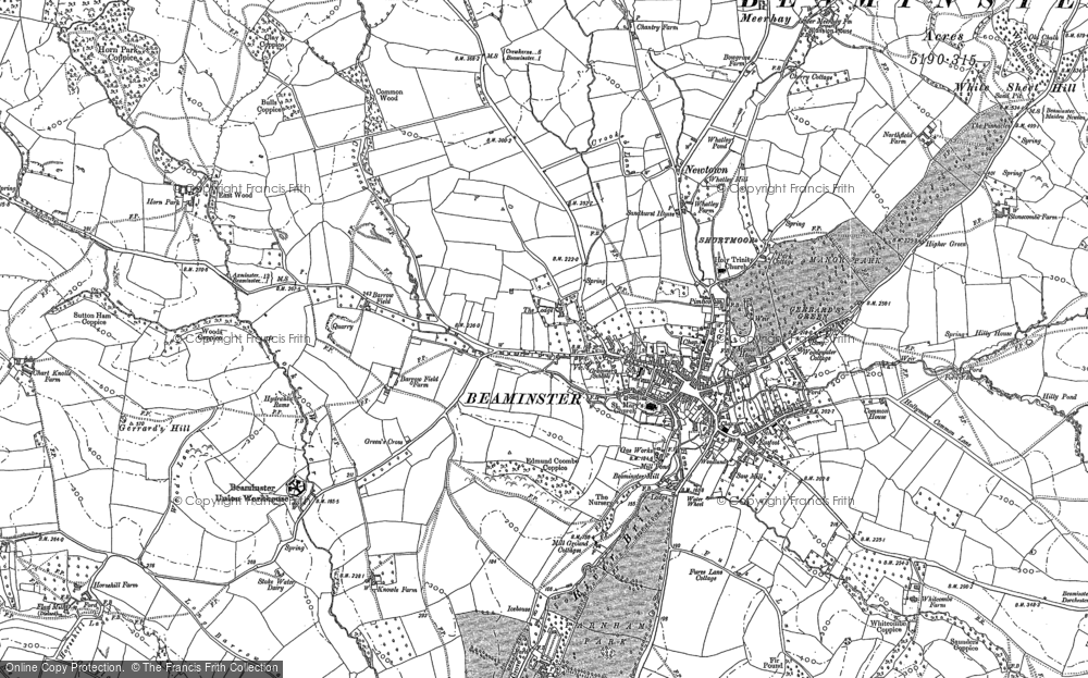 Old Map of Beaminster, 1886 in 1886