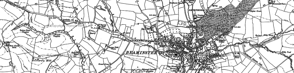 Old map of Beaminster in 1886