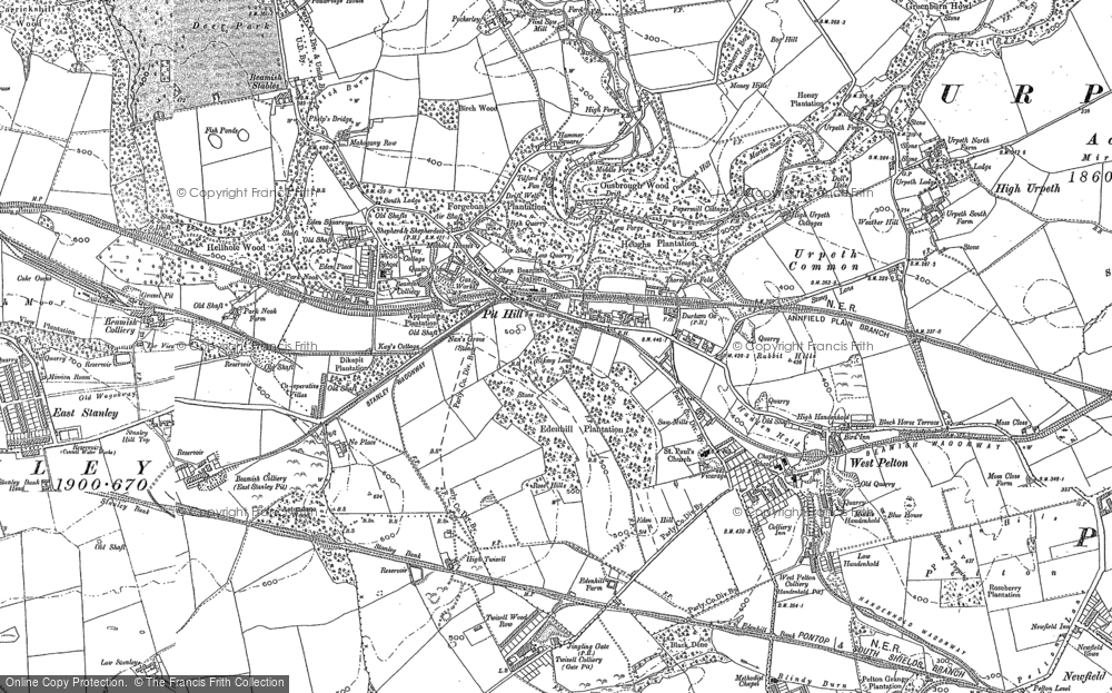 Old Map of Beamish, 1882 in 1882