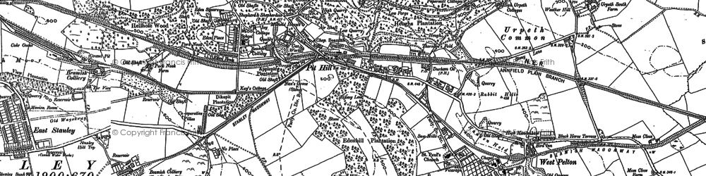 Old map of Beamish in 1882