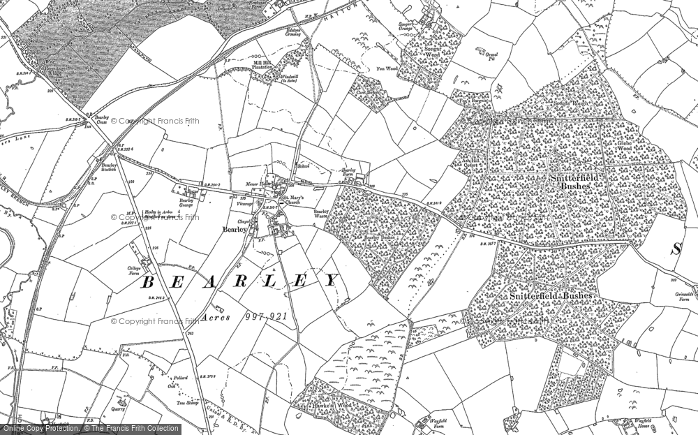 Old Map of Bearley, 1885 in 1885