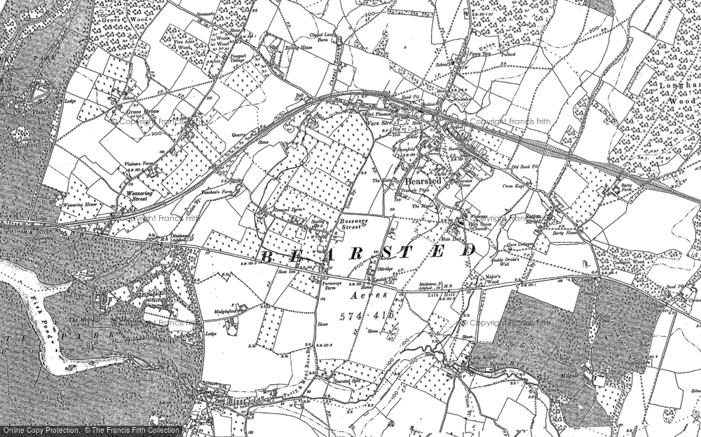 Old Map of Bearsted, 1867 - 1896 in 1867
