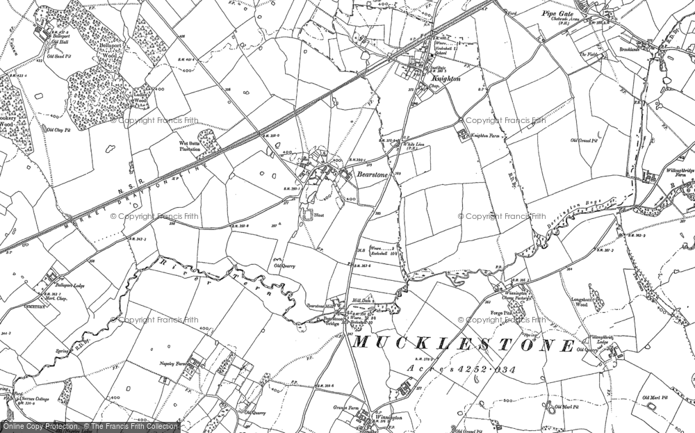 Old Map of Bearstone, 1879 - 1899 in 1879