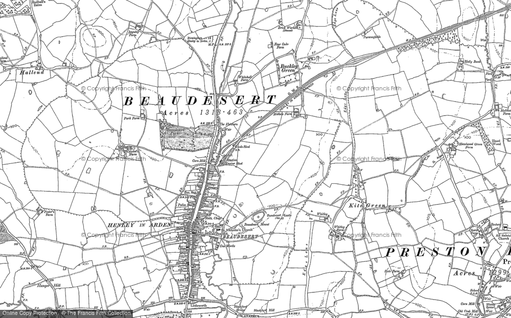 Old Map of Historic Map covering Botley Mill Stables in 1886
