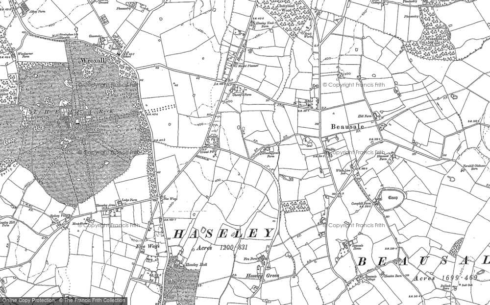 Old Map of Historic Map covering Beausale Ho in 1886