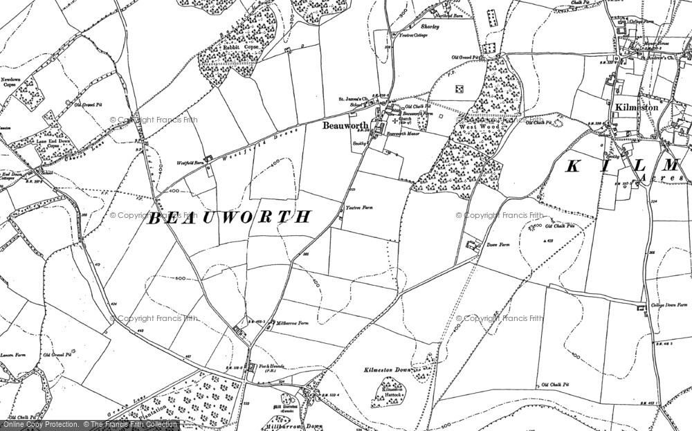 Old Map of Historic Map covering Lane End in 1895