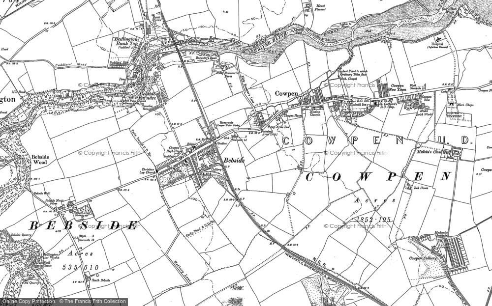 Old Map of Bebside, 1896 in 1896