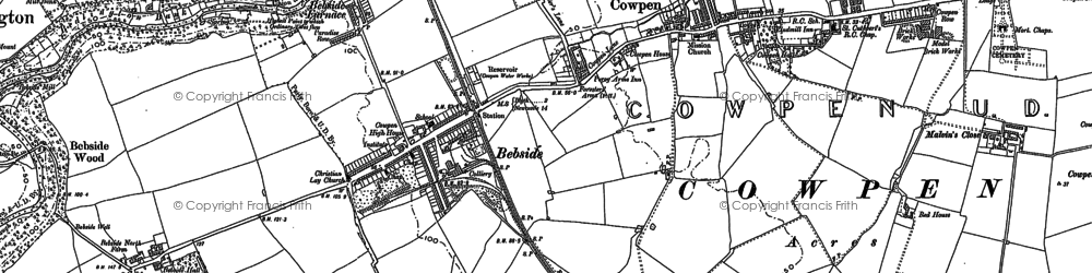 Old map of Bebside Hall in 1896