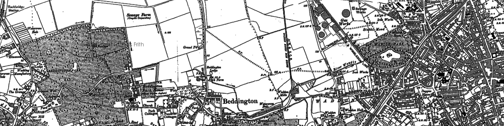 Old map of Waddon in 1895