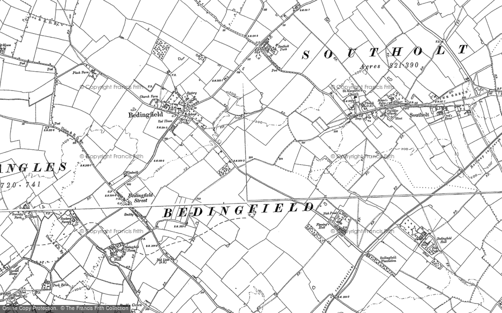 Old Map of Bedingfield, 1884 in 1884