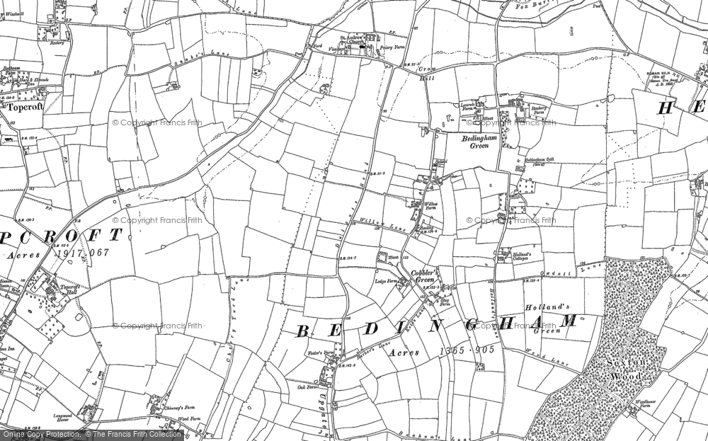 Old Map of Bedingham Green, 1883 - 1903 in 1883
