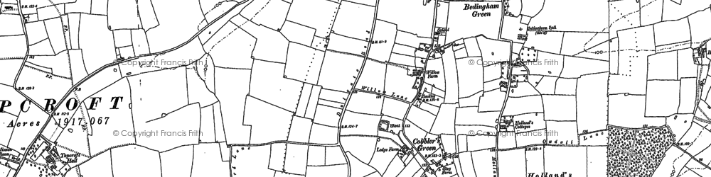 Old map of Bedingham Green in 1883