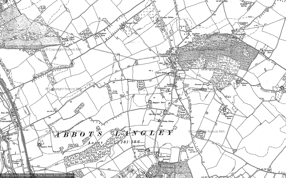 Old Map of Bedmond, 1896 - 1897 in 1896