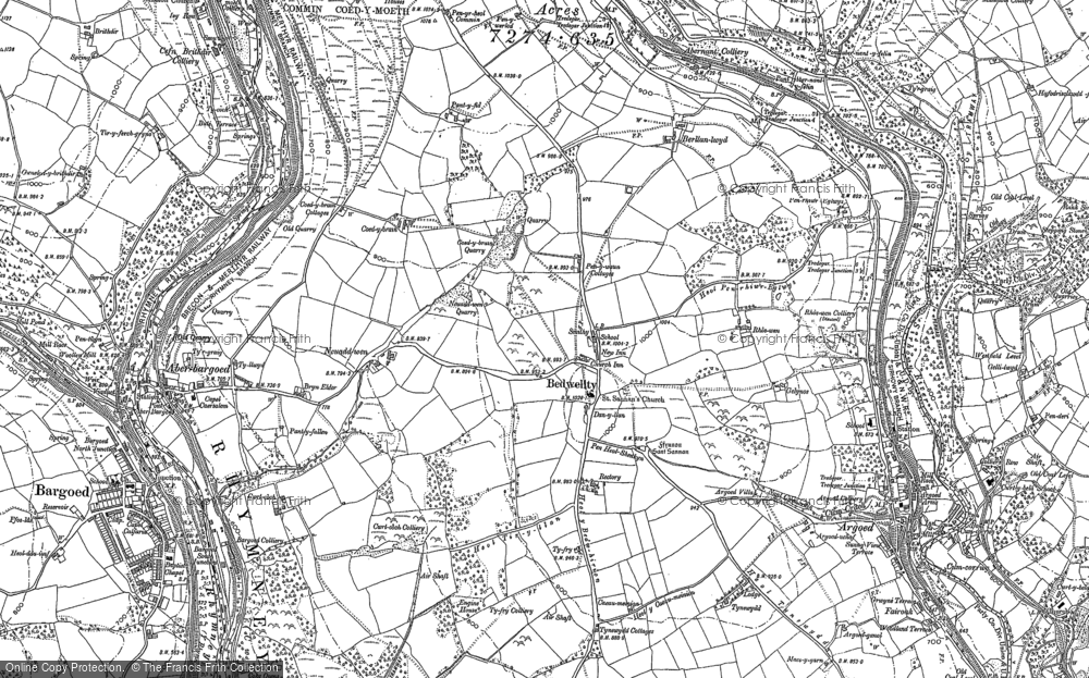 Old Map of Bedwellty, 1916 in 1916