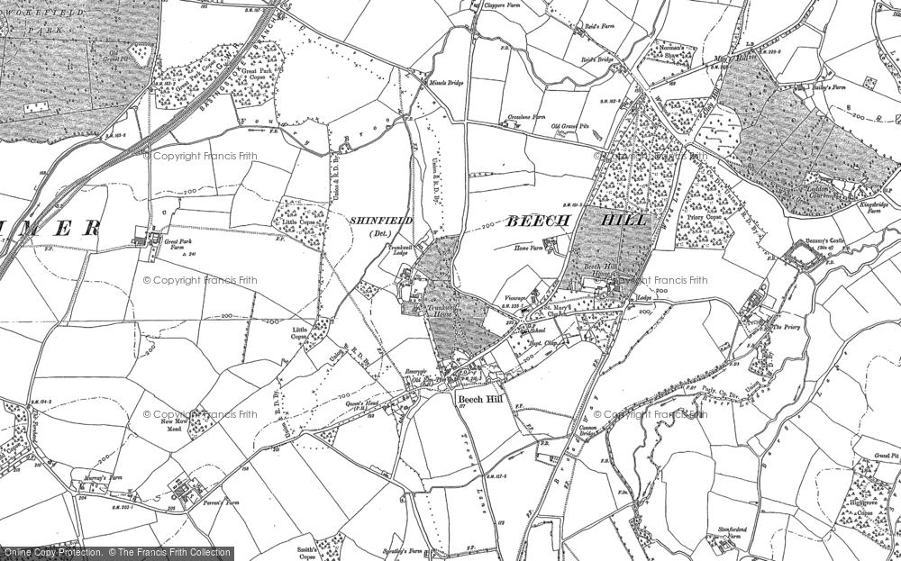 Old Map of Historic Map covering Beech Hill Ho in 1909