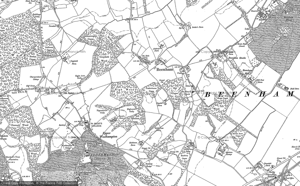 Old Map of Historic Map covering Beenham Hill in 1898