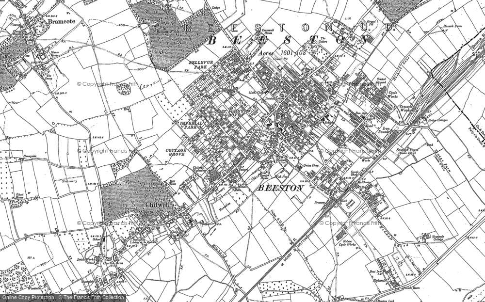 Old Map of Historic Map covering Rylands in 1881