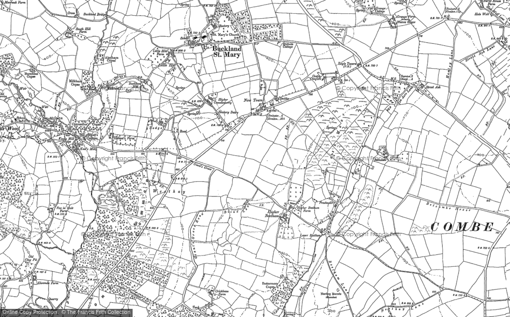 Old Map of Historic Map covering Belcombe in 1901