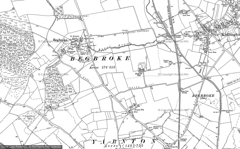 Old Map of Historic Map covering Begbroke Hill in 1898