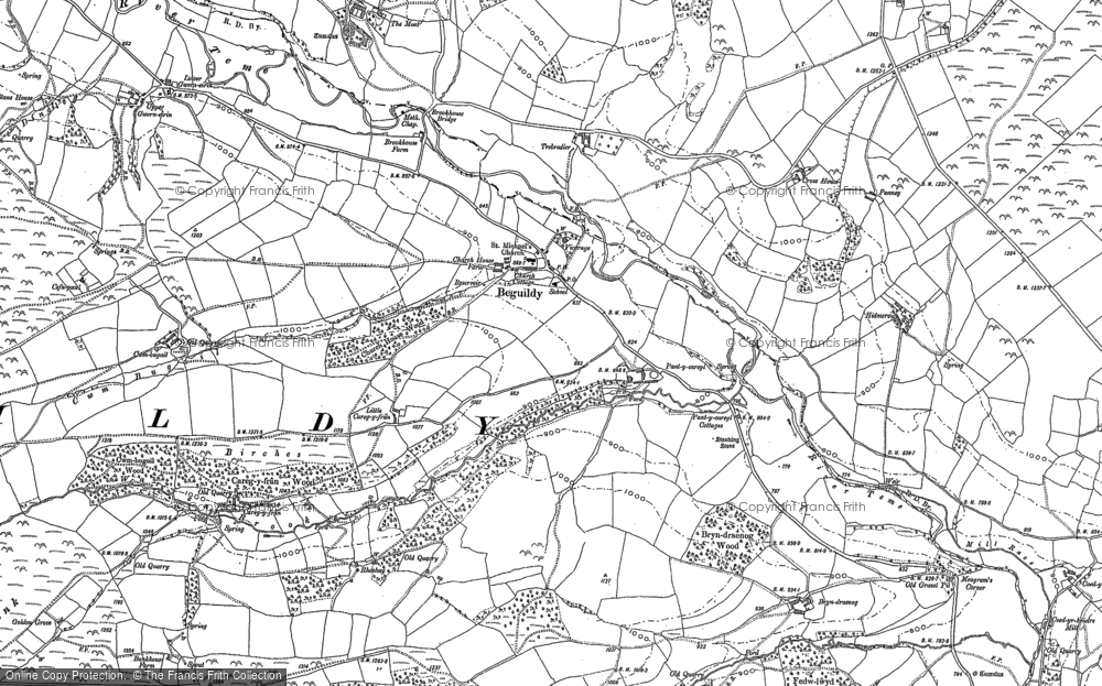 Old Map of Beguildy, 1887 - 1901 in 1887