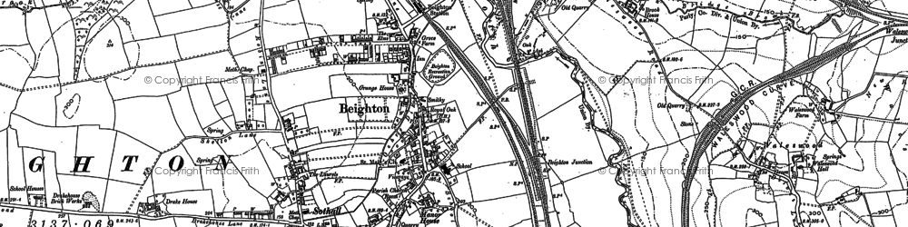 Old map of Beighton in 1890