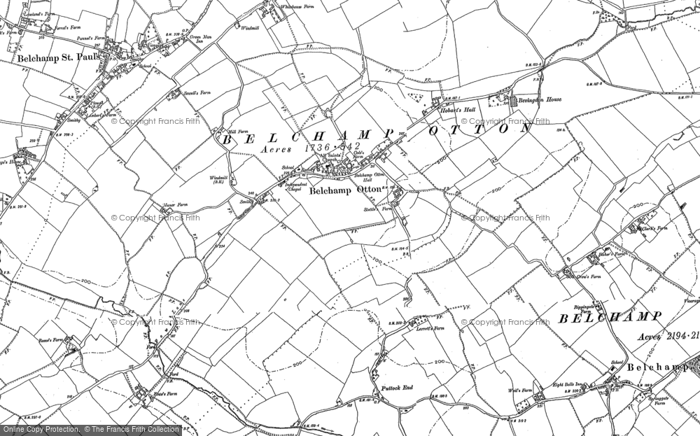 Old Map of Historic Map covering Bevingdon Ho in 1896