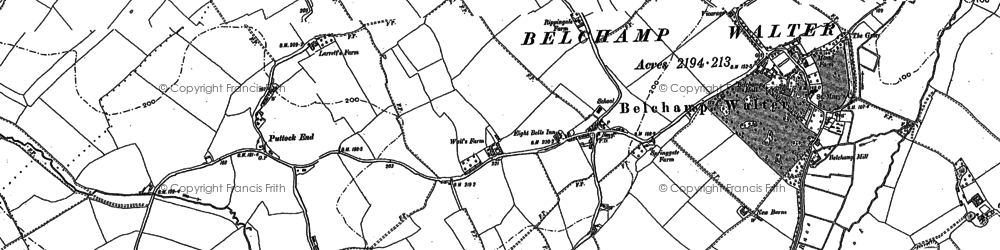 Old map of Belchamp Walter in 1896