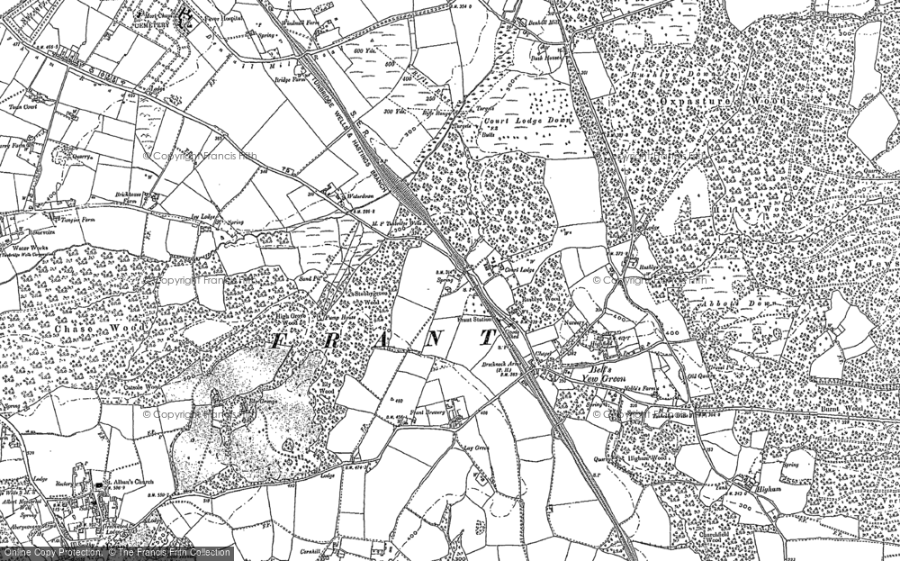 Old Map of Bells Yew Green, 1908 in 1908