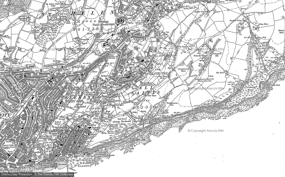 Old Map of Historic Map covering Fairlight Glen in 1908
