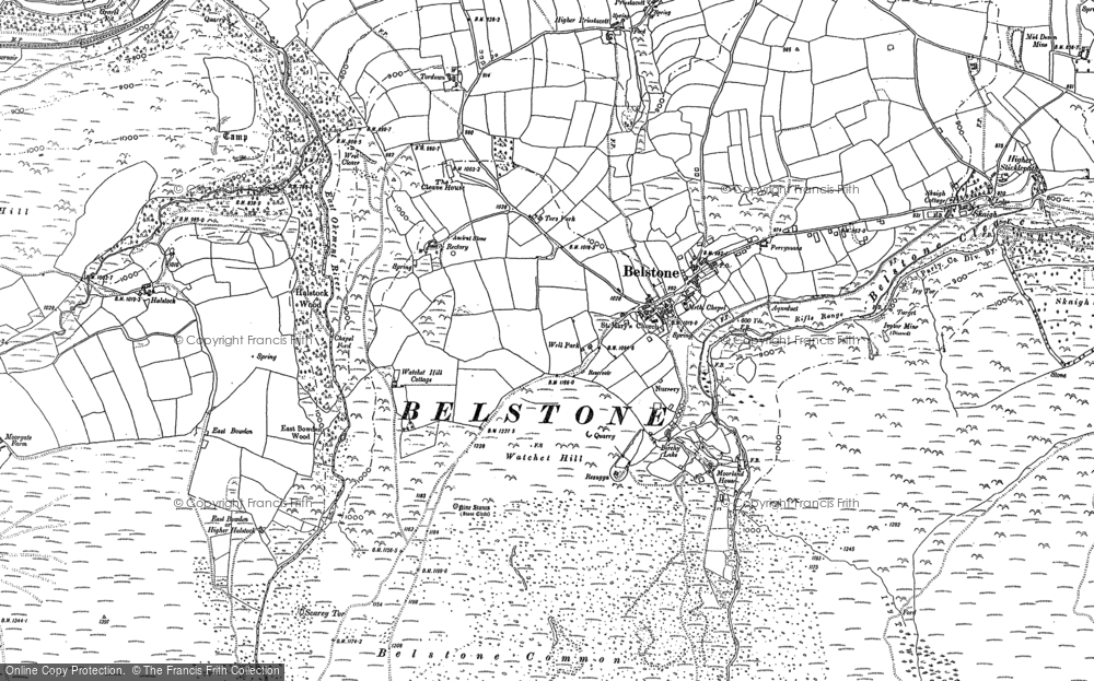 Old Map of Belstone, 1884 in 1884